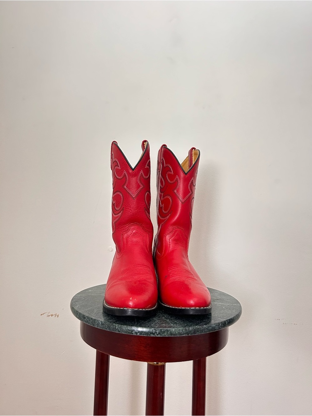 Red Leather Western Cowboy Boots - Picture 2 of 4